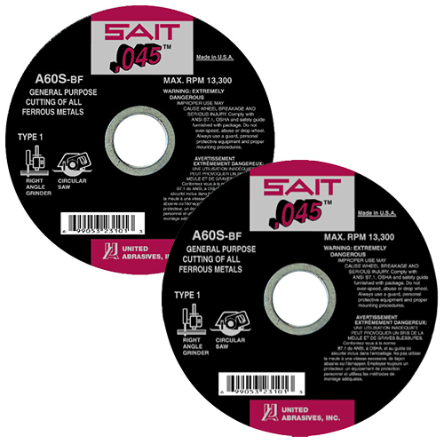 SAIT, Cutting Wheels, Type 1, A60S-BF, .045" Thick
